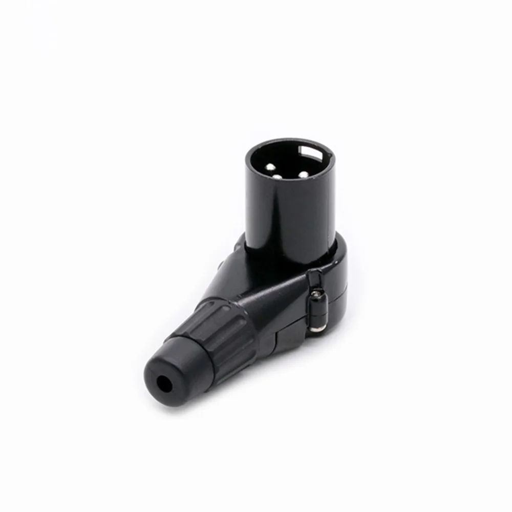 Conector xlr de ângulo reto de 3 pólos macho fêmea xlr 3 pinos plugue de microfone conector de cabo de áudio conector multidirecional