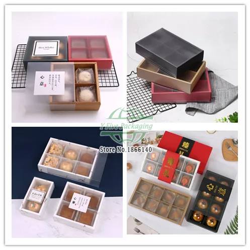 Kraft Paper Cake Box Moon Cake Souffle Gift Box Frosted Cover Drawer Cupcake Box 100pcs/lot