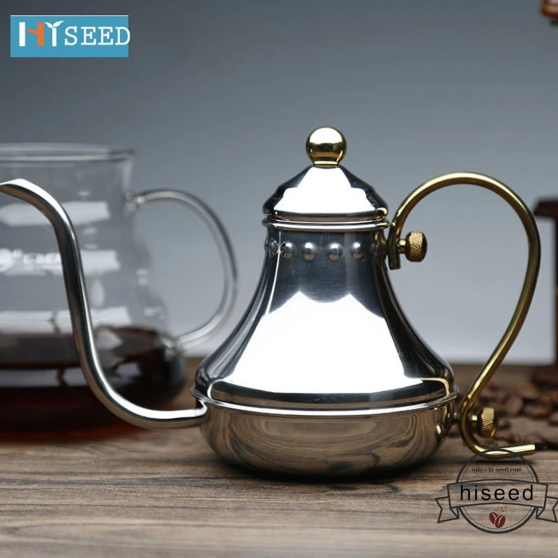 

Горшок для кофе HISEED Palace с узким горлышком, из нержавеющей стали, ручной заварки, с длинным носиком, чайник для капельного кофе, пивоваренный горшок 430 мл