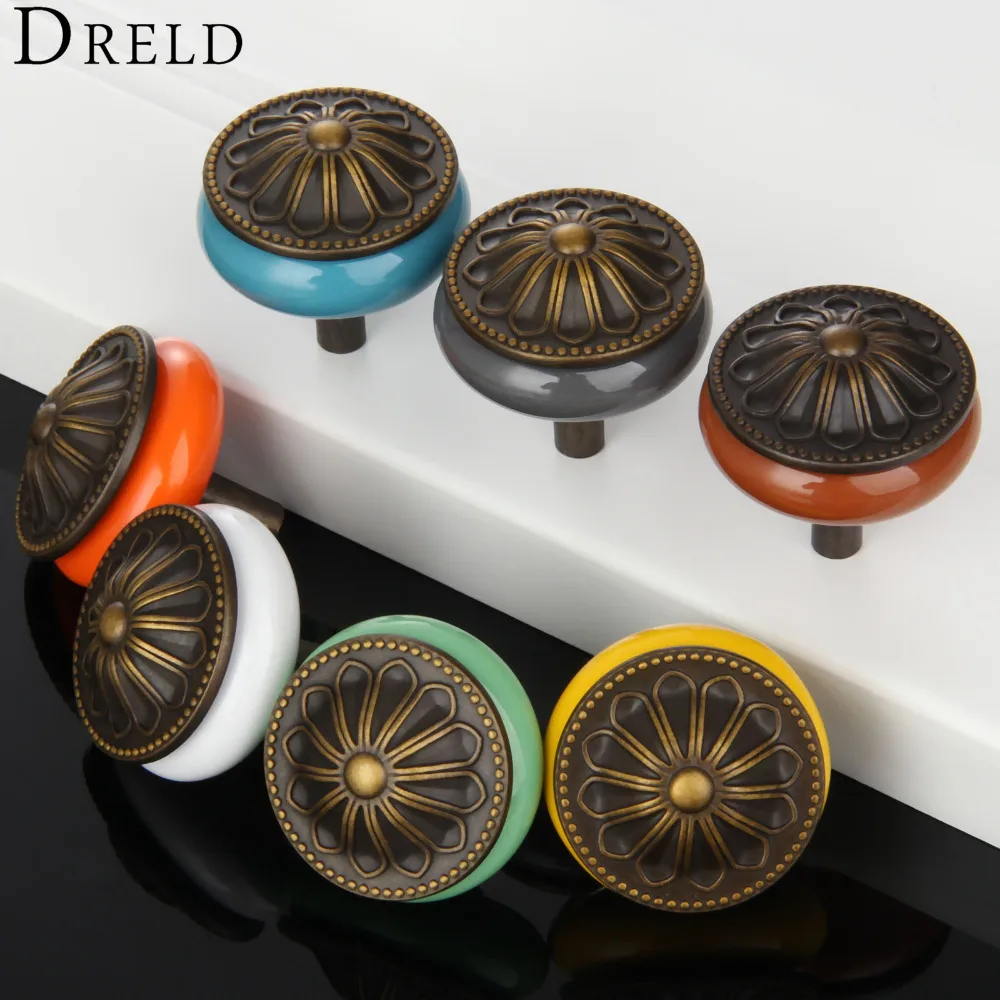 DRELD 1PC Home Furniture Handles Modern Ceramic Cabinet Knobs and Handles Door Knob Cupboard Drawer Kitchen Bookcase Pull Handle