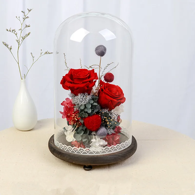 15*25cm Big Size Glass Dome Vase Home Decoration Three Legs Antique Base Transparent Cover Friend Gift Wedding Live Prop