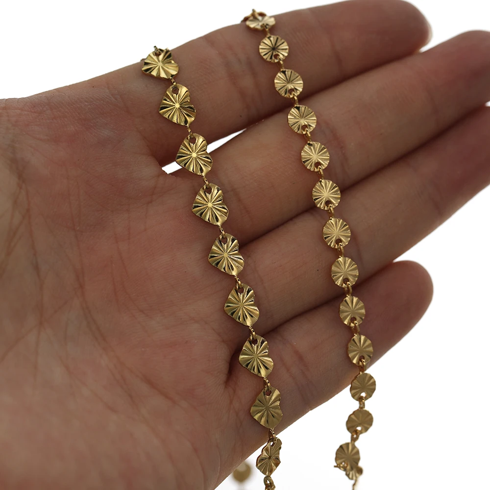 1 Meter Edelstahl-Prägeketten mit Herz- und Blumenmuster für DIY-Halsketten, Schmuckherstellung, Armbänder, Fußkettchen und Zubehör – Detail 5
