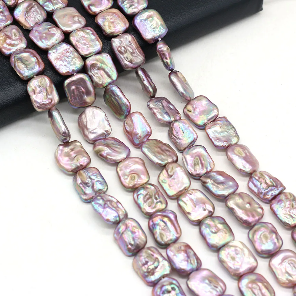 1PCS Natural Freshwater Baroque Pearls Purple Rectangular Beads For Woman Jewelry Making Necklace Bracelet Accessories Gift 36CM