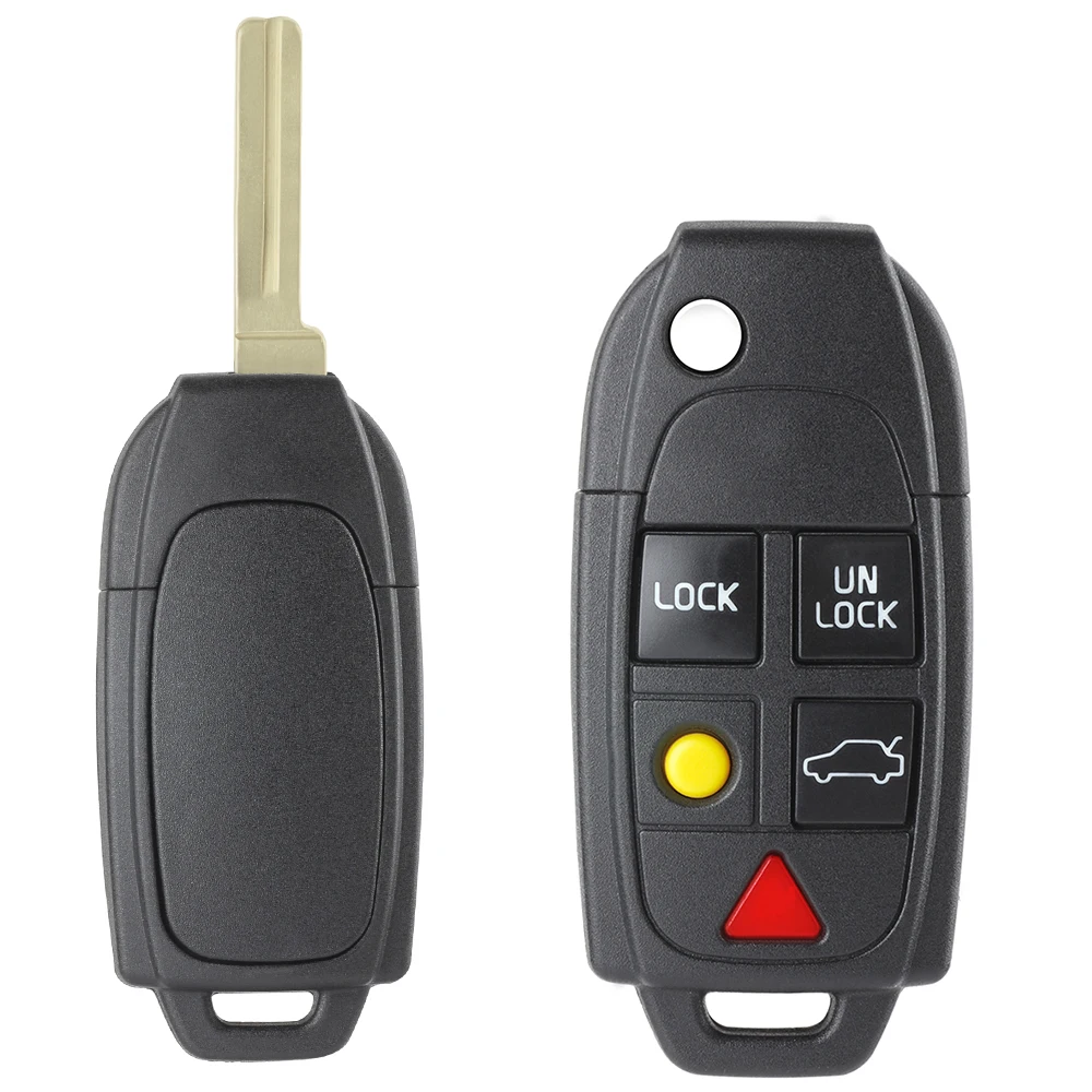 Flip Remote Key Fob Shell Case sostituzione 5 pulsanti per Volvo S4 S60 S80 V70 XC70 XC90 C30 V50 2003 2004 2005 2006 2007-2014