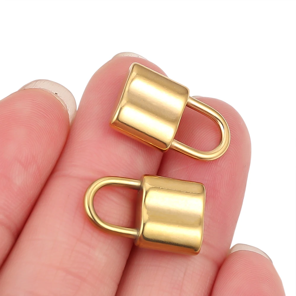 5 Stück 304 Edelstahl kleine Schlossanhänger DIY Schmuck Hip-Hop Halsketten-Anhänger Vorhängeschloss Zubehör Bastelzubehör – Detail 6