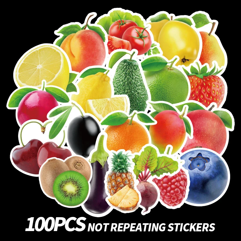 10/30/50/100PCS Cartoon Fruit Vegetable Green Plant Doodle Stickers DIY Toys Car Laptop Skateboard Motorcycle Trolley Sticker F5