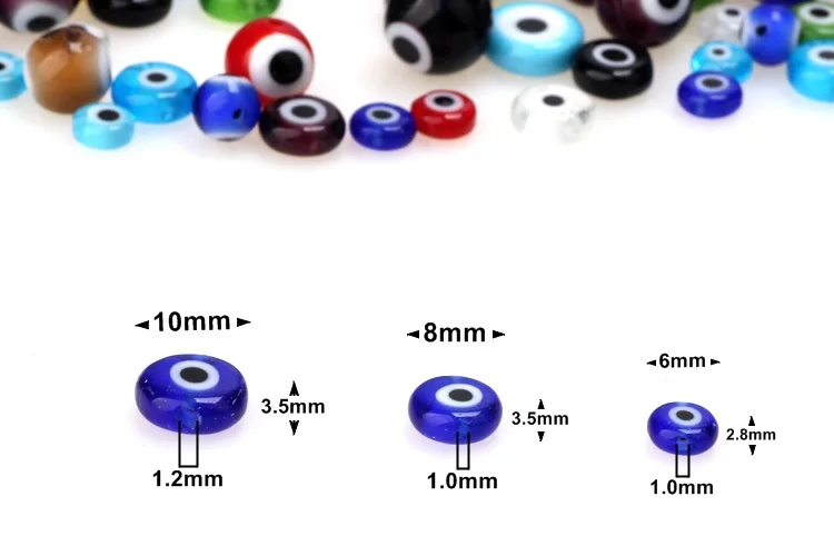 6mm/8mm/10mm Multicolor Runde Flache Form Evil Eye Lampwork Glasierte Glas Perlen für Armband halskette DIY Schmuck Machen – Detail 7