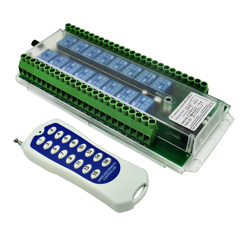 

433MHZ RF Remote Control 16 Channel Wireless Switch For Light PCB Control Board with 12V Relays 16CH 12V/24V/AC230V Relay Board