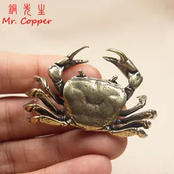 Petite Statue de Crabe en Laiton Massif, Figurine Miniature d'Animal Antique, Ornement en Cuivre Fait à la Main, Décoration de Bureau et de Maison, Artisanat