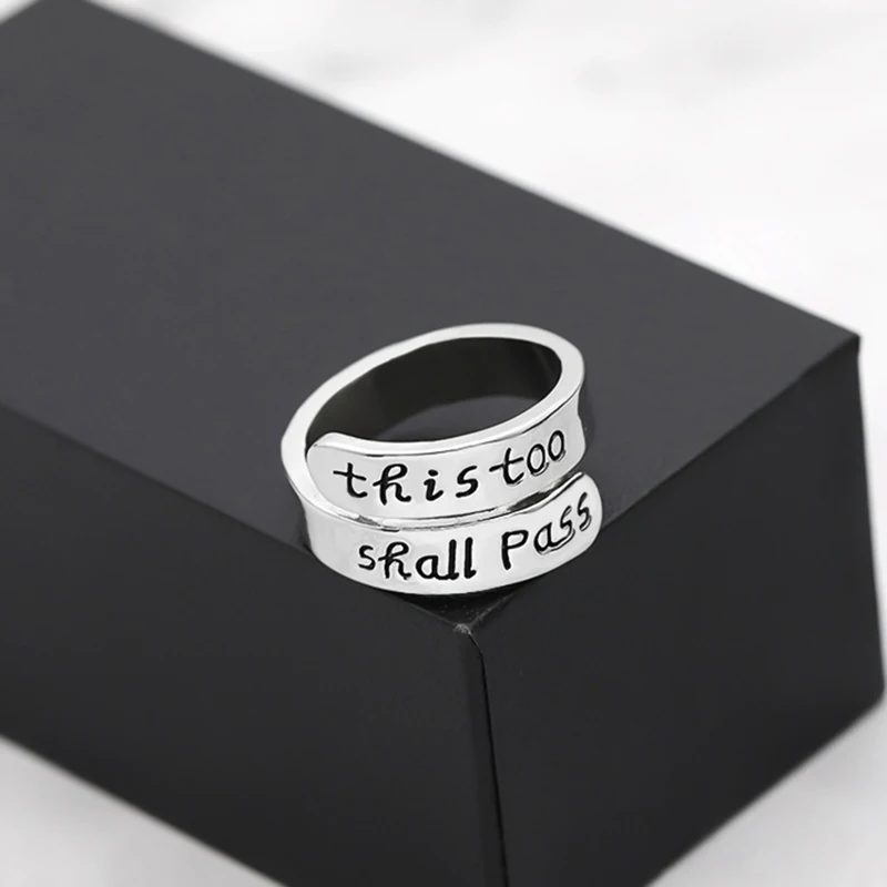 2022 Alloy Size Adjustable Ring This Too Shall Pass Women Girl Friend Gift