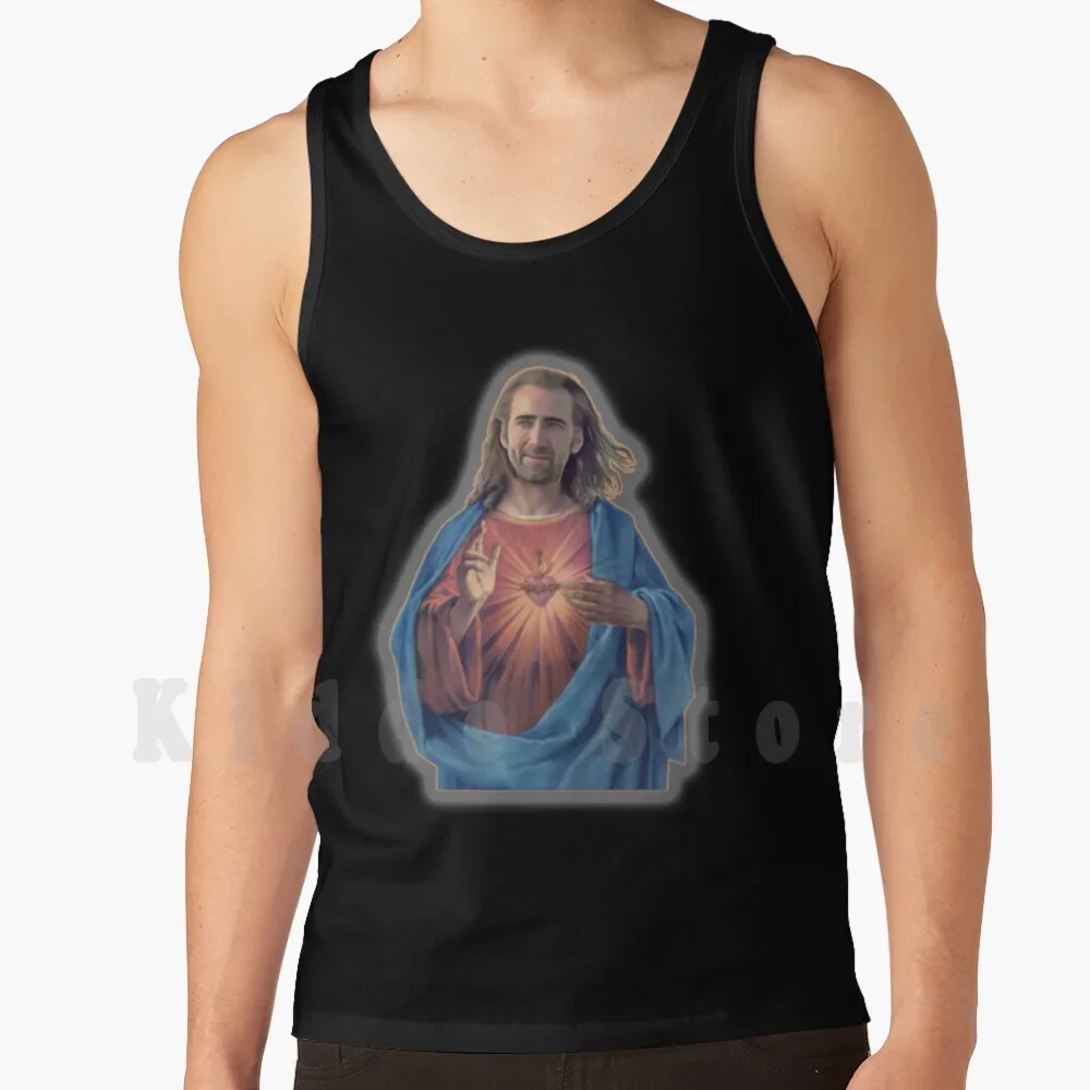 Nicholas Jesus Cage Christ Tank Tops Vest 100% Cotton Nicolas Cage Nicolas Cage Nicholas Nicholas Cage Nick Cage