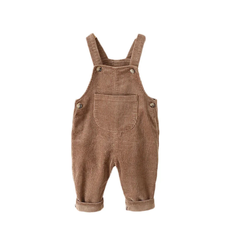 Lawadka 1-3T Corduroy Newborn Baby Jumpsuit For Girls Fashion New Spring Autumn Kids Pants For Boys Solid Pocket Overalls 2021