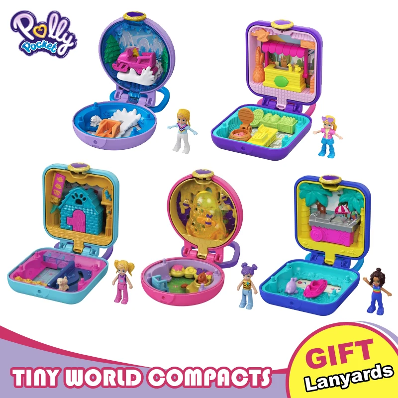 Original Polly Pocket Mini Dolls Toys Treasure Box Tiny World Doll House Compact Micro Dolls Accessories Kid Toys for Girls Gift