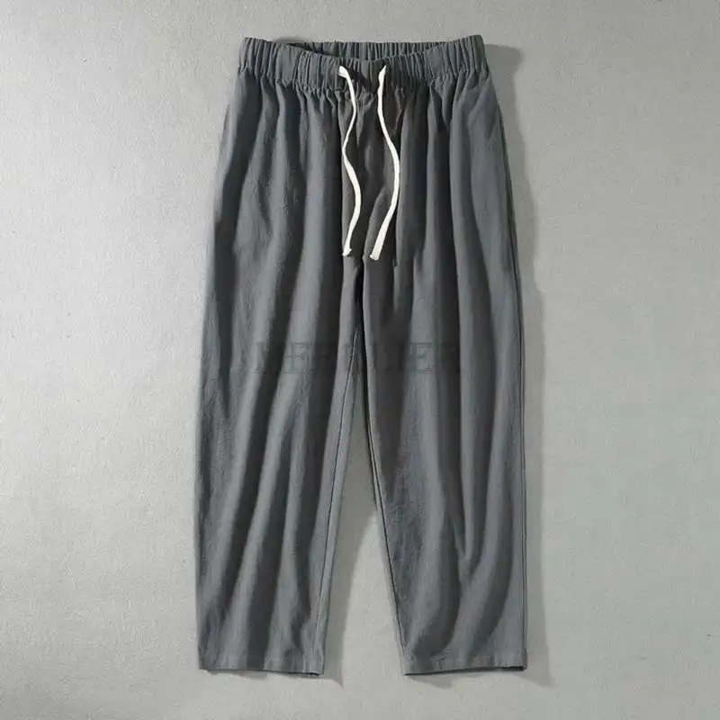 big size 12XL 14XL 180kg spring summer men home wear sleep pants cotton linen chinese style pants vintage Straight pants Stretch