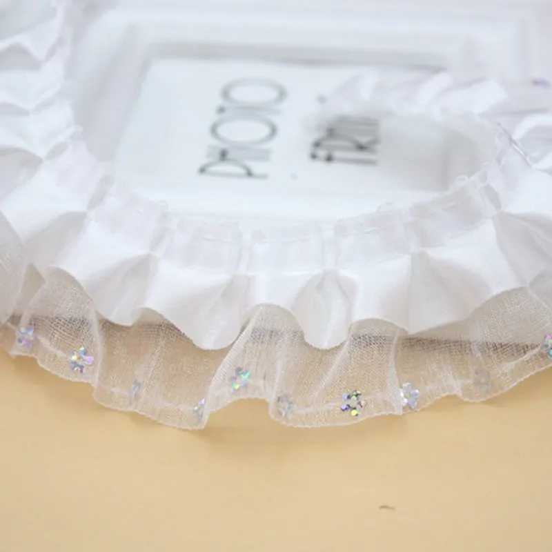 50yards 9color Vintage Ruffle satin Lace Edge Trim Pleated Ribbon Fabric Hem 4CM Length