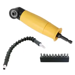 90 Degree Angle Drill Adapter Right Angle Driver Angle Extension Power Screwdriver Drill Attachment 1/4inch Hex Bit Corner Bits