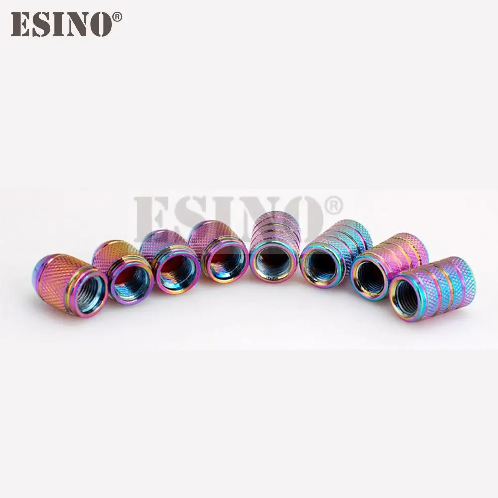 4 x Car Styling Aluminum Alloy Chrome Colorful Laser Wheel Tire Valve Caps Tires Valves Tyre Stem Air Caps Airtight Covers