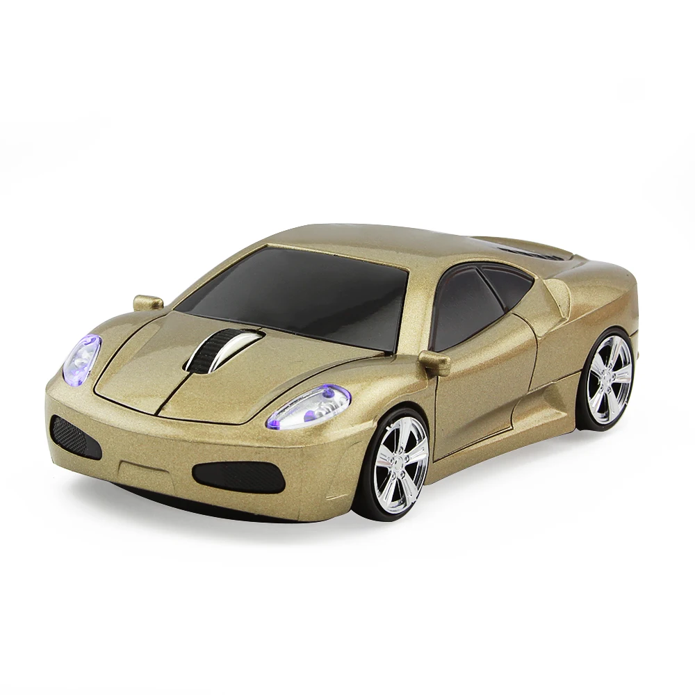 Chyi drahtlose Sportwagen Form Computermaus Mini ergonomische Gaming-Mause tragbare USB-PC-Mäuse mit blauen LED-Scheinwerfer für Laptop