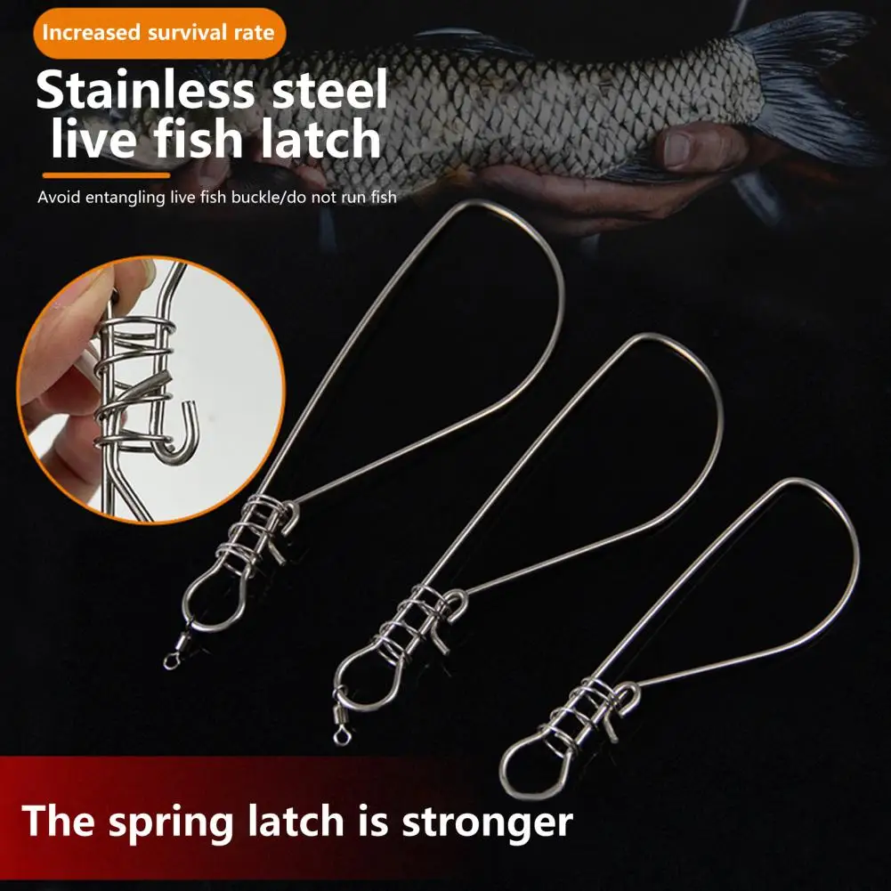 Locking Fish Buckle Reusable Fish Buckle Stainless Steel Corrosion Resistance  Universal Anti Rust Locking Fish Buckle