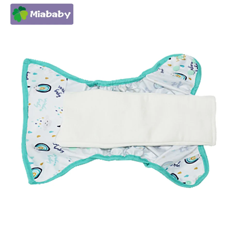 MiaBaby 5Pcs Square Bamboo Cotton Cloth Diaper Insert Tri Flat Insert Reusable Washable Inserts For Baby  Nappy