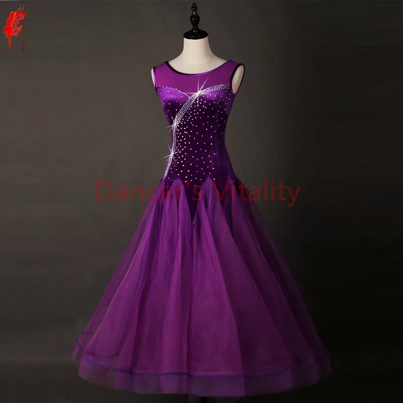 Mulheres Ballroom Dance Dress, Dance Wear, Sexy Mesh Roupas Sem Mangas para Meninas, S-6XL