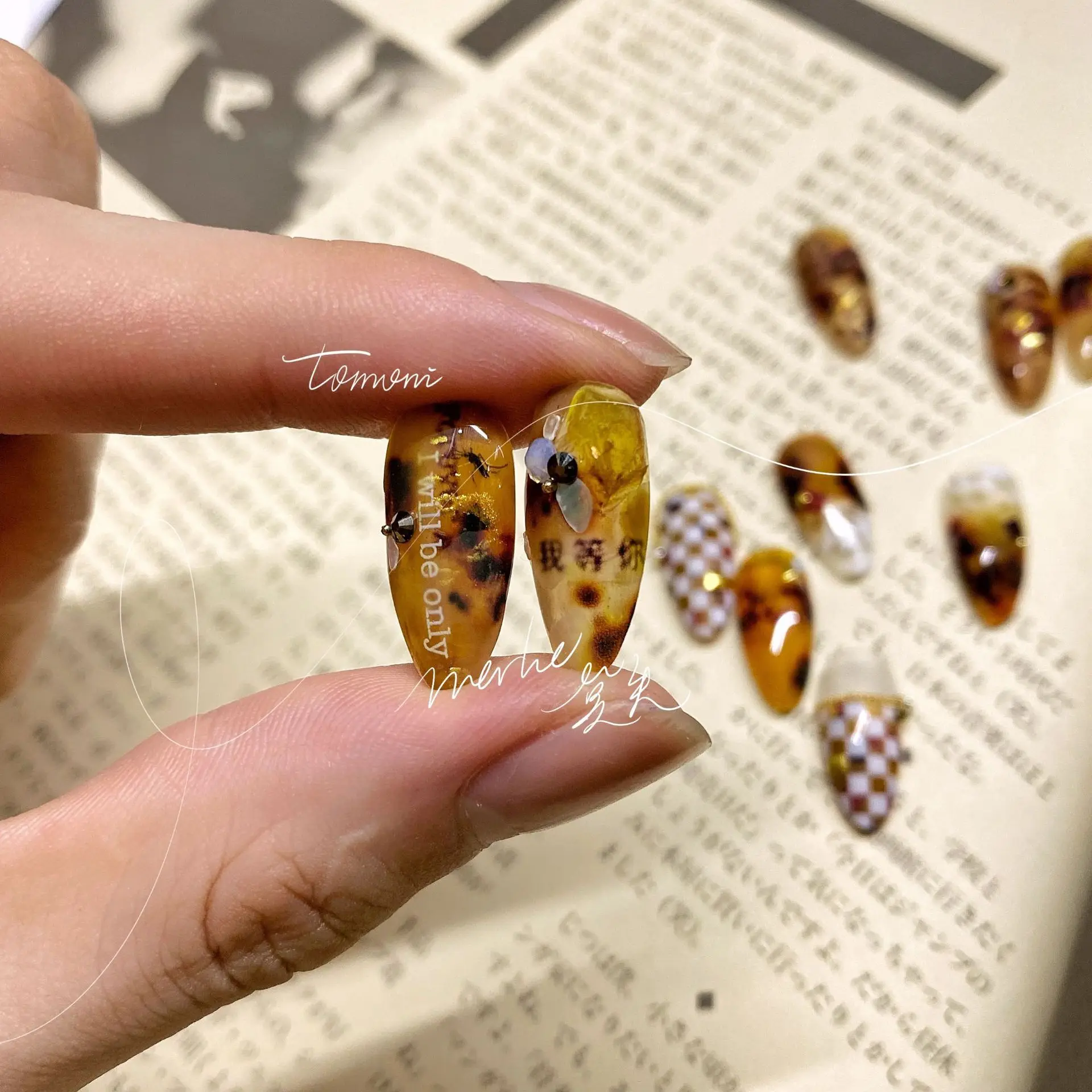 New Creative High Quality Nail Sticker MS Amber Text Background Nail Art Decal Special Design Manicure Tool