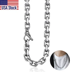 9mm Silver Color Stainless Steel Necklace for Women Unisex Cable Link Chiain Wholesale Fashion Jewelry Toggle Clasp KN200