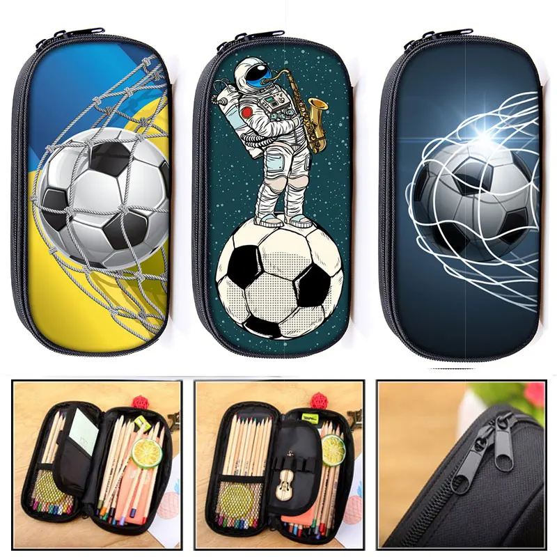 Cool Soccerly / Footbally Print  Pencil Bag woman Cosmetic Cases Boys School Bags Kids Pencil Box Case Children Stationary Bags