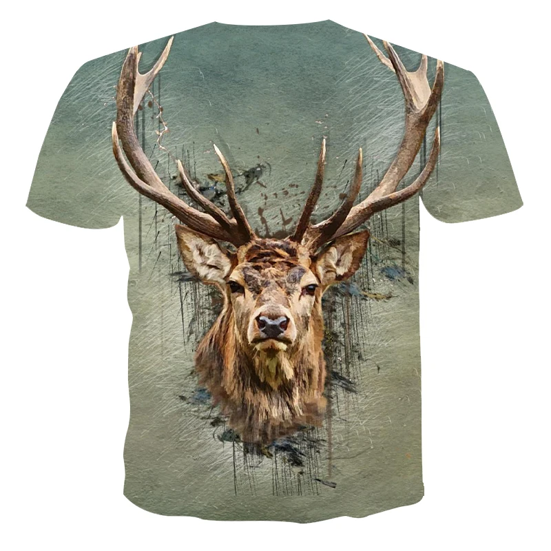 Deer T-shirt 3d print Animal T-shirts Men\'s outdoor sports hunting T-shirt popular deer hunting short sleeve Women Funny T-shirt