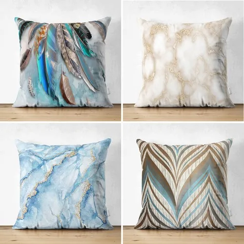 Double Sided Digital Printed Decorative 4 Pcs Suede Cushion Pillow decorate Case Set Pillow Cases