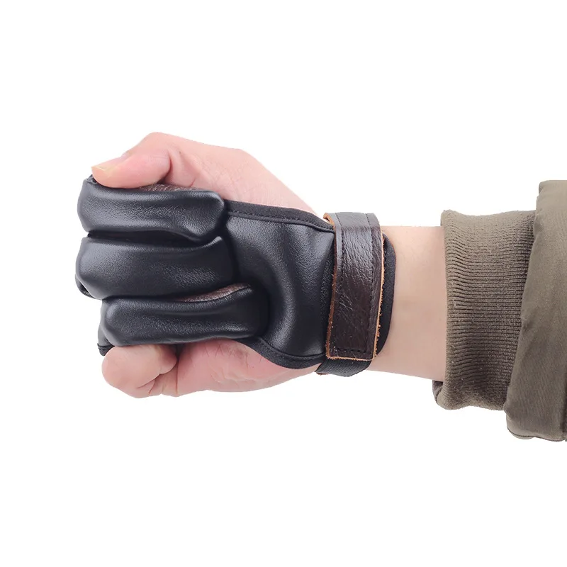 New Cowhide and PU Recurve Compound Bow Archery Hunting Traditional Protective Tool Protector Gloves 3 Fingers Guard