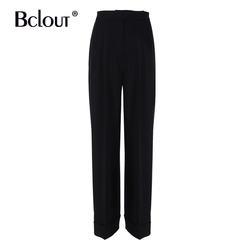 Bitclout Work Black Casual Wide Leg Pants For Women Autumn 2021 Streetwear Plain Trousers Fashion Woman Korean Long Pants Female