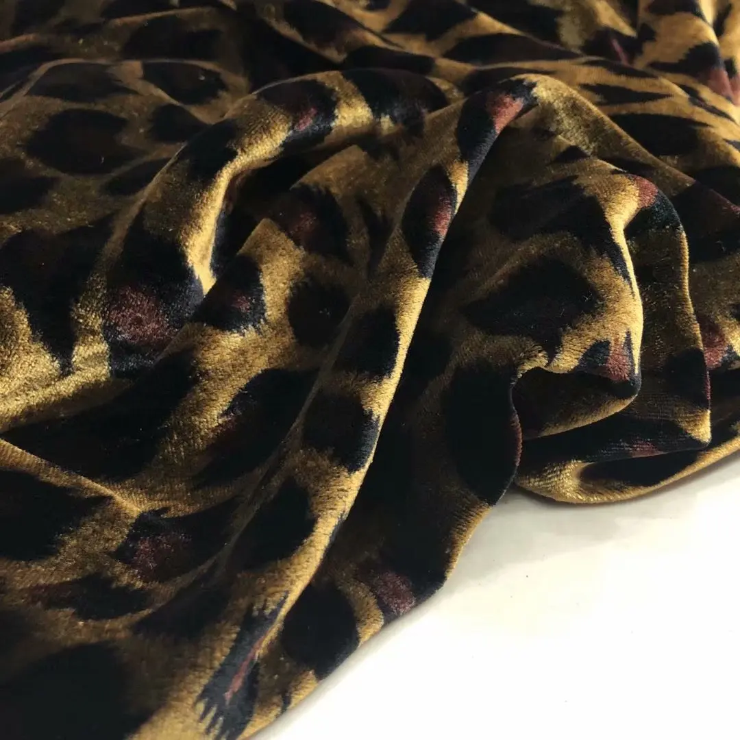 Free Classic Leopard Print 100% Silk qiao rong Fabric Flowers Really Velvet Fabrics Silk Dress Cheongsam Velvet Fabric Velour