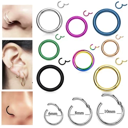 1PC Titanium G23 Nose Ring Clicker circle Ring Piercing Nostril Nose Hoop Piercings 6/8/10mm ear Helix Cartilage Tragus Ring