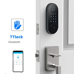 Novo eletrônico inteligente digital biométrico impressão digital fechadura da porta com ttlock remoto/rfid cartão/senha/chave de desbloqueio