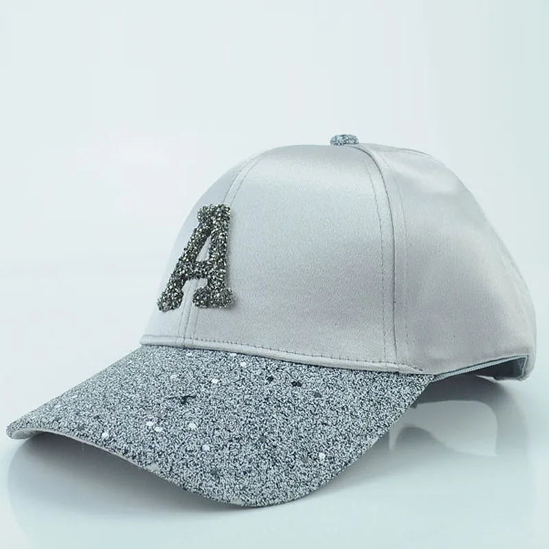 White Silver Rhinestone Trucker Hat Baseball Cap adjustable fit Queenbox Artificial Gemstone Baseball Cap Sparkle Bling  main image 4