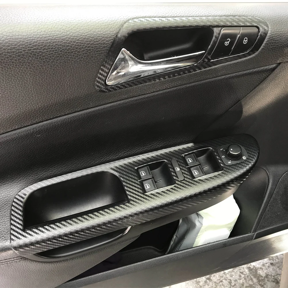 Para volkswagen passat b6 2006-2011 interior painel de controle central maçaneta da porta adesivo de fibra de carbono decalques estilo do carro accessorie