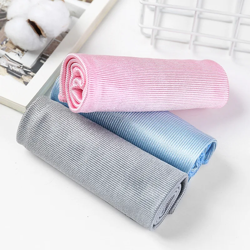 30/40/60cm Microfiber Glass Cleaning Cloths Bathroom Rags Lint Free Windows & Mirrors Dishcloth Kitchen Towel Scouring Pad