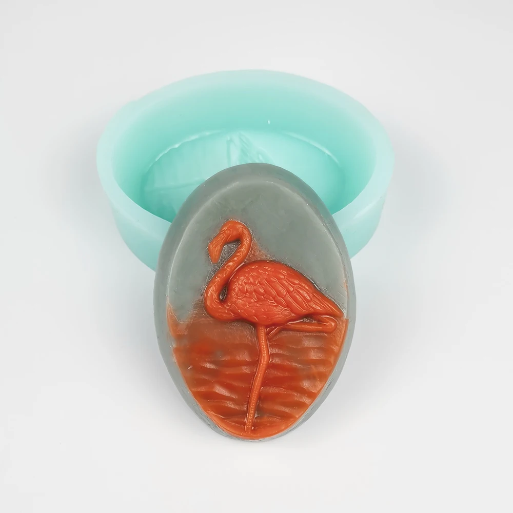 

DW0318 Animal Oval Soap Flamingo Clay Resin Moulds Bird DIY Silicone Moulds Wedding Candle Decoration Gift Creative PRZY