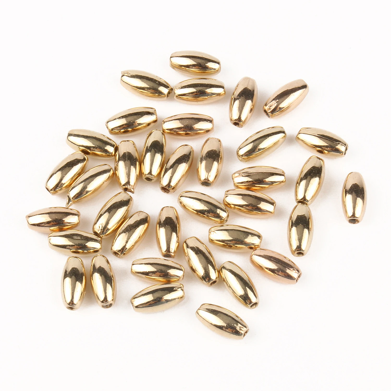 300pcs/lot 4x8mm CCB Spacer Beads Gold Silver Color Rice Shape Beads For DIY Jewelry Making DIY Bracelet Necklaces (not metal)