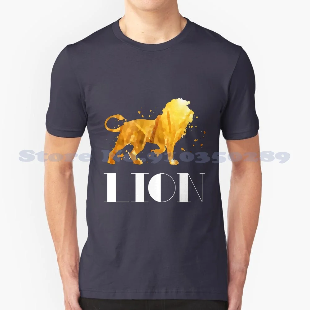 Yellow Lion Logo 100% Cotton T-Shirt Lions Lioness Safari Lionking Queen Legend Kingofpop Michael Jackson Dedication Muscle Abs