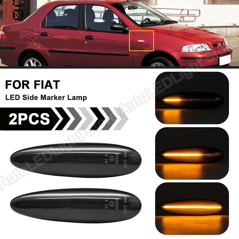 

2Pcs For FIAT Albea Palio weekend 2002-2004 Broavo Brava 1995-2001 Marea Strada Dynamic LED Side Marker Light Turn Signal Lamp