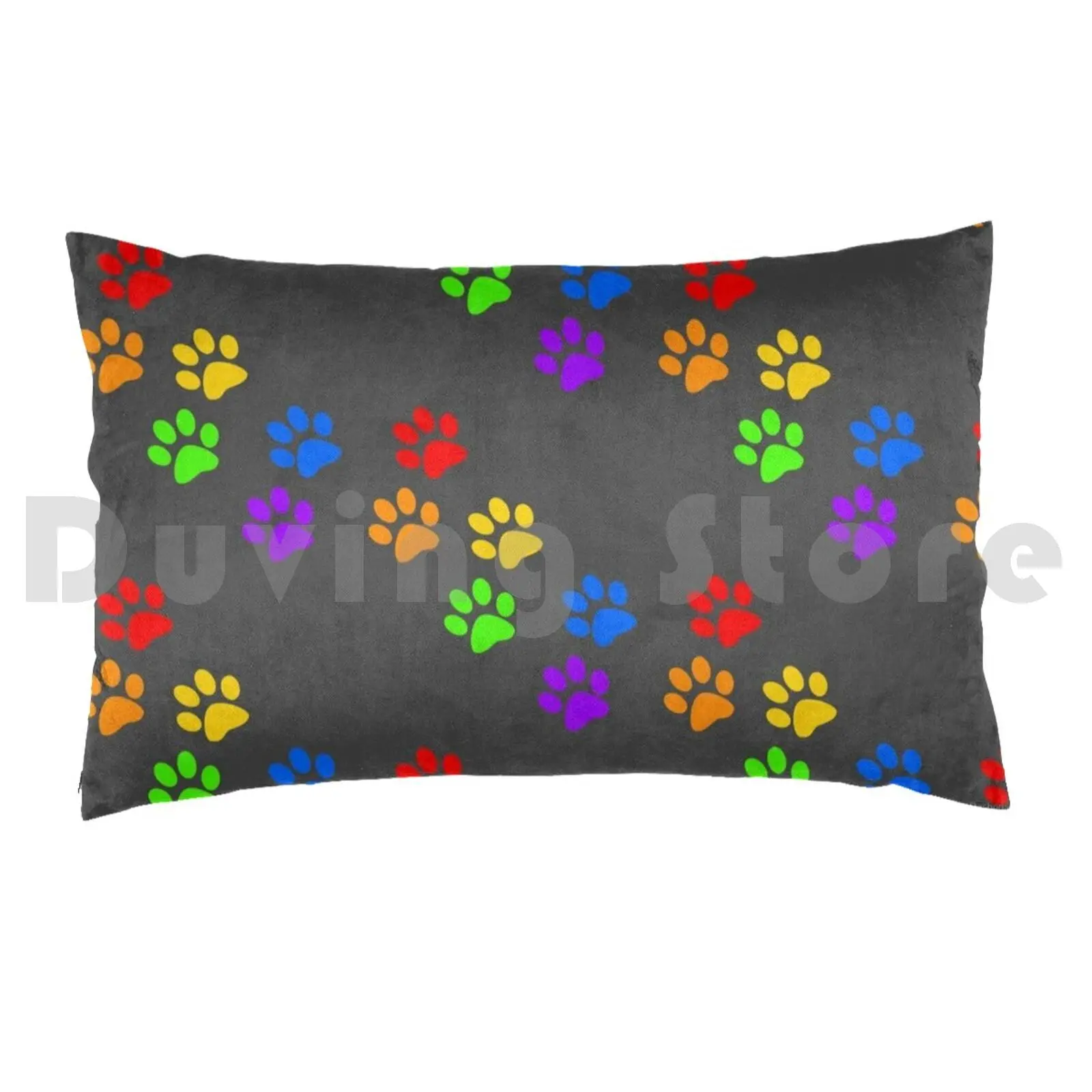 Rainbow Paw Prints Pillow Case 20*30 Inch Pride Rainbow Paw Paw Paws Cute Cat Kitty