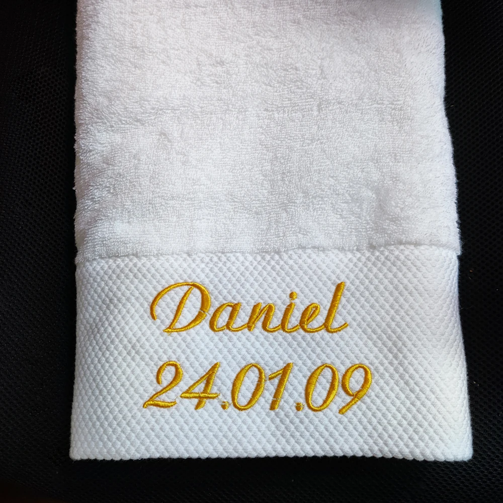 AHSNME White Cotton Personalise Bath Towels Hotel SPA Club Sauna Beauty Salon Custom Embroidery Logo Restaurant Hand Towel