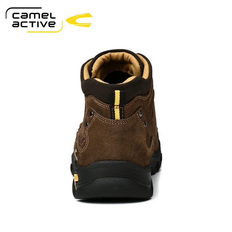 Camel Active Men Boots Genuine Leather Men Outdoor Boots Handmade Waterproof Working Ankle Boots High Top Men Shoes Size 38-47