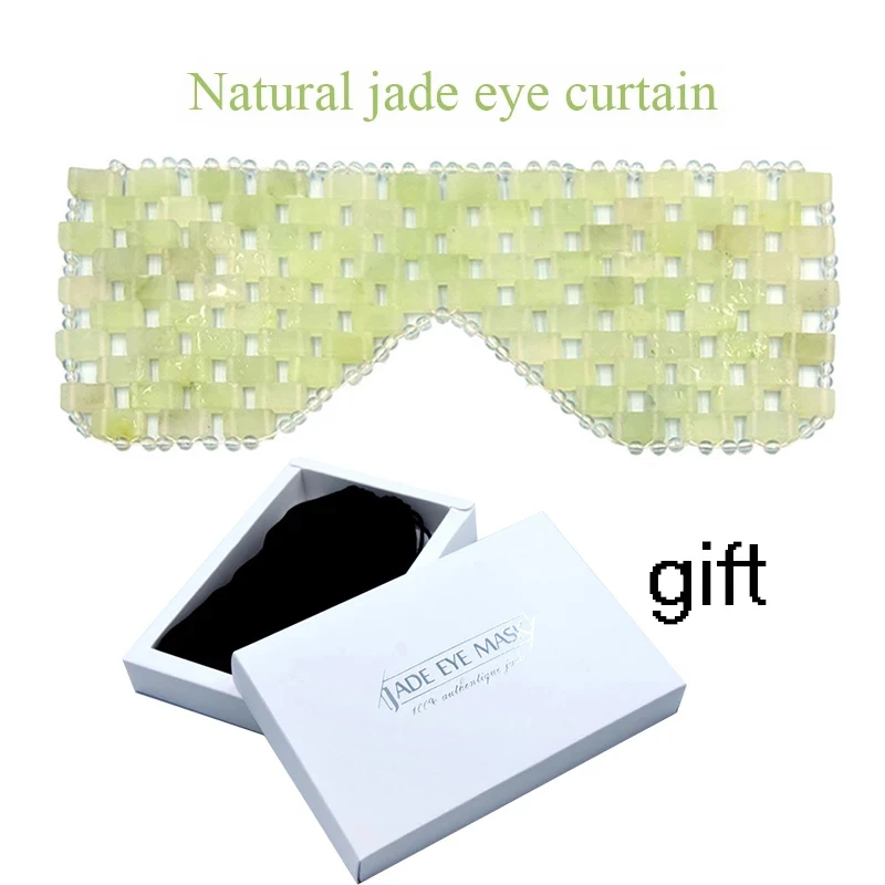 Natural Jade Eye Mask Curtain Face Massager Sleep Mask Stone Massage Wrinkle Remove Jade Cold Therapy Beauty  Care Tool With Box