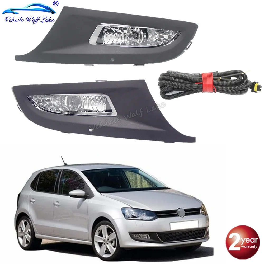 For VW Polo 6R Hatchback 2009 2010 2011 2012 2013 2014 2015 Halogen Fog Lamp Fog Light With Grille Cover Cable And bulbs