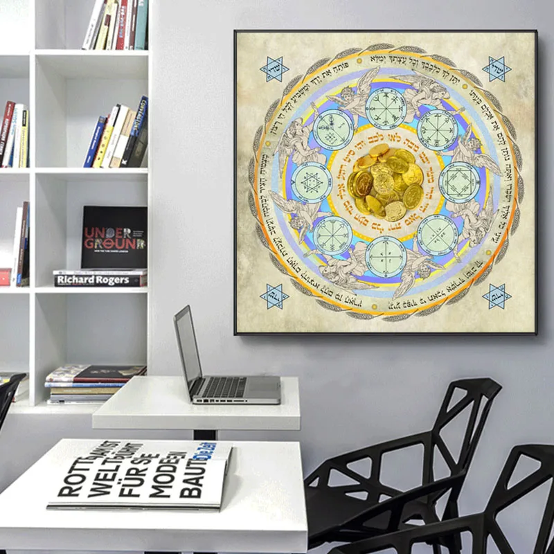 Kabbalah Mandala Amulet for Prosperity Poster Canvas Painting Richness Livelihood Abundance Material Success Blessing Art Prints