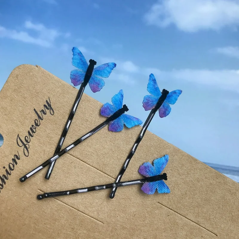 2021 Summer Hot Butterfly Hair Clips Claw for Women Girls Blue Butterflt Mini Wedding Bangs Hairpin Headdress Hair Accessories