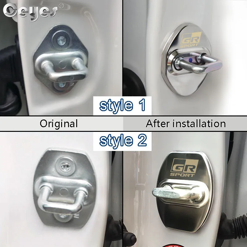 Ceyes 4pcs Car Styling Accessories Auto Door Lock Buckle Cover Case For Toyota Gazoo Racing Prius Yaris Corolla Rav4 For Lexus